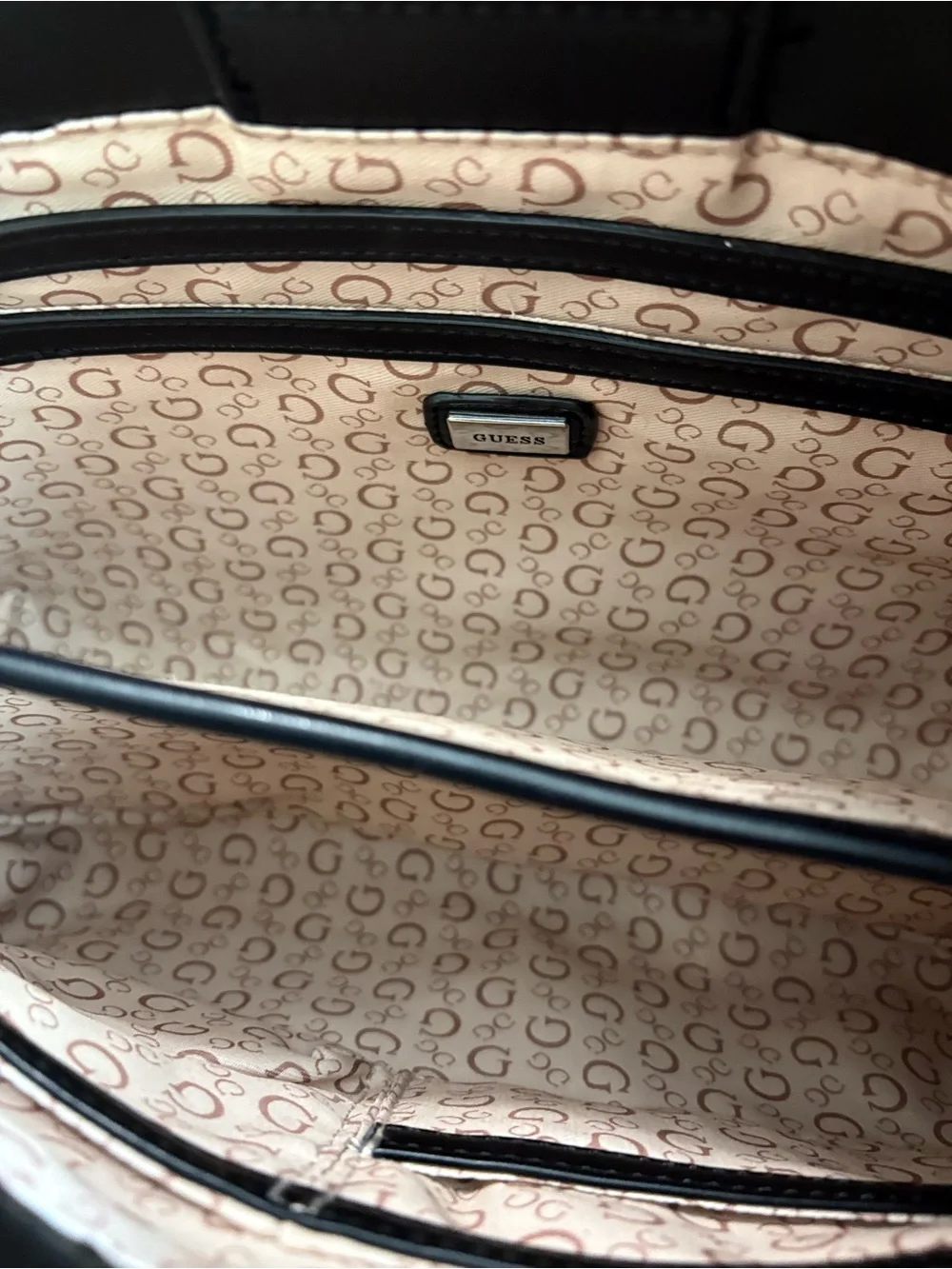 GUESS Los Angeles Black Monogram “G” Satchel Crossbody Bag Top Handle